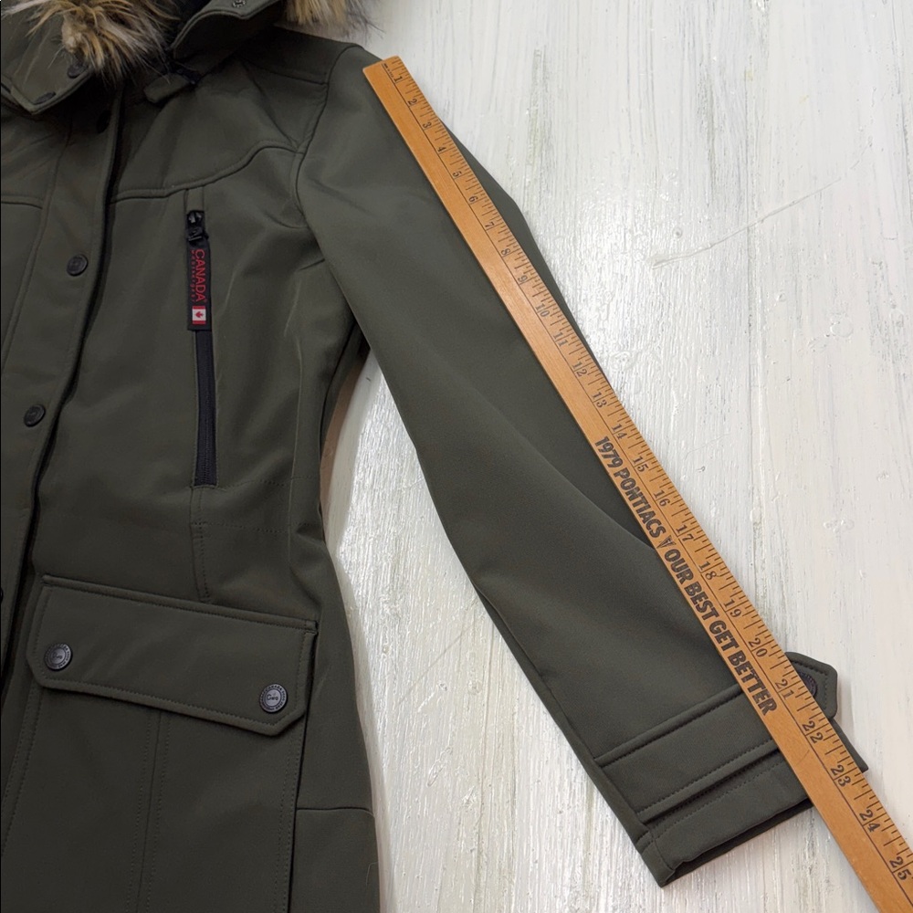 Canada Weather Gear Faux Fur Trim Hooded Parka Army/Forest Green Sz L - Picture 7 of 16